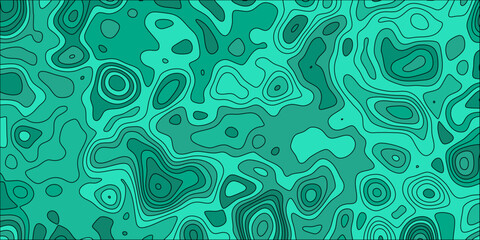 Sophisticated Abstract Topographic Contour Map in Deep Teal and Mint Green Tones with Layered Organic Shapes for Elegant Backgrounds and Modern Designs