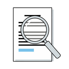 Magnifying Glass Over a Document with Lines in White Background Illustration