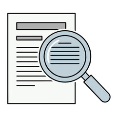 Magnifying Glass Inspecting Document with Horizontal Lines Isolated on Transparent Background Vector Graphic Illustration