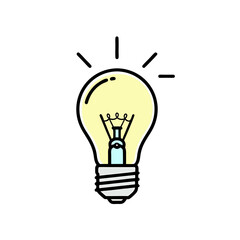 Illuminated Light Bulb Vector Design on White Background Concept