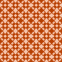 Vector seamless festive pattern with lattice. Vintage geometric Christmas background texture with curved grid, floral ornament. Bright holiday design for wallpaper, decor, print, packaging, wrap