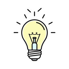 Glowing Light Bulb on White Background Idea Illustration Vector