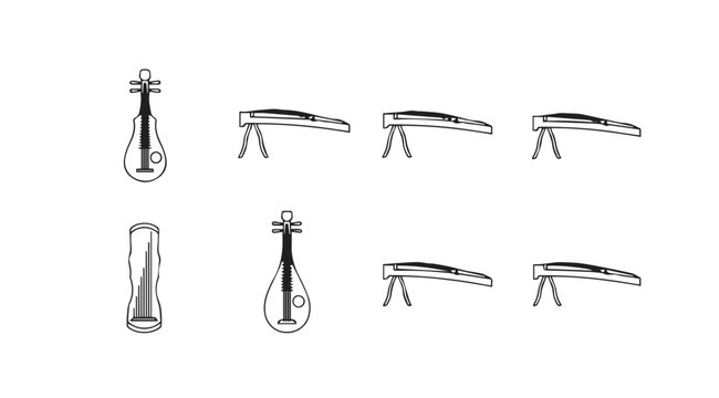 Vector art of chinese instrument set