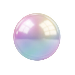 Iridescent pearl with rainbow colors isolated on transparent background, 3d rendering