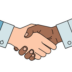 Fototapeta premium Diverse Hands Clasped in a Business Agreement Handshake on White Background Vector Illustration