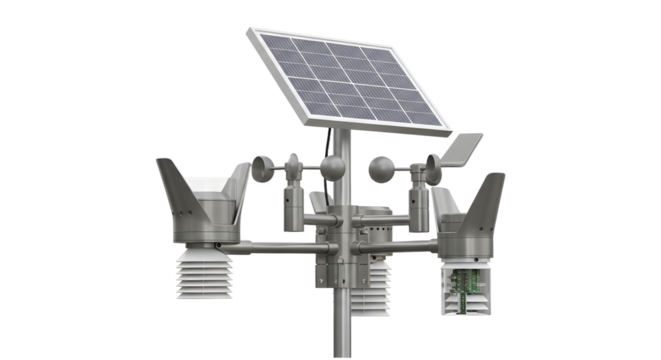 Advanced Weather Station Equipment with Solar Panel for Climate Monitoring and Data Collection