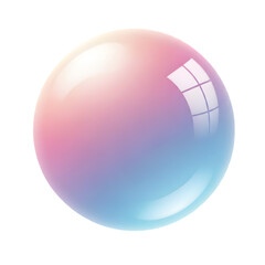 Colorful iridescent bubble isolated on transparent background with reflections