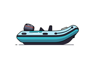 Naklejka premium Pixel Art Illustration of a Blue Inflatable Motorboat Isolated on White Background