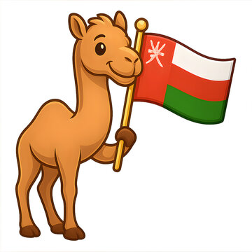 camal with flag oman national day celebration illustration