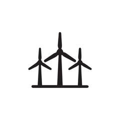 Wind Turbine Silhouette Vector Icon