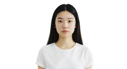 Portrait of an Asian woman, face is well lit, for beauty product photography, social media, and branding.