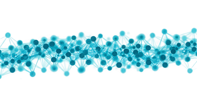 Cyan abstract structure links connections on black, provides modern background, ideal for technology branding or digital communication presentations.