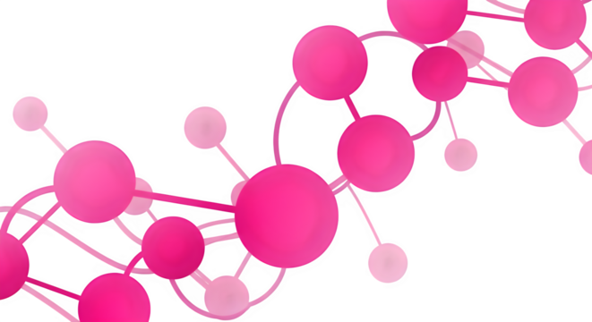 Pink linked spheres pop on black, a modern tech design. Perfect for medical branding, presentation templates, or scientific video backgrounds.