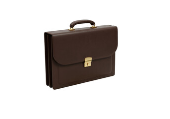 Brown leather briefcase PNG illustration isolated on transparent background for business and finance concepts Classic design
