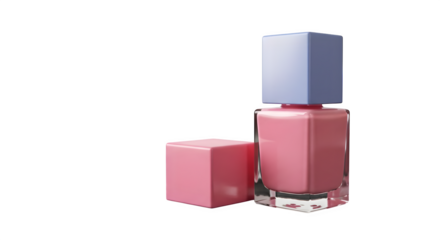 Pink nail polish gleams, reflecting soft lighting, for product photography or beauty branding.