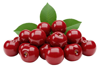 Pile of Fresh Red Cherries PNG Isolated on Transparent Background Sweet Fruit Still Life Food Photography