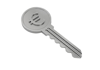 Euro currency key PNG illustration isolated on transparent background Financial security concept
