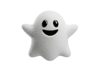 Cute fluffy ghost PNG illustration isolated on transparent background for Halloween designs and spooky themes