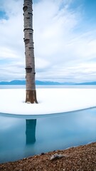 Lone palm tree on sandy beach, Beautiful Wallpaper