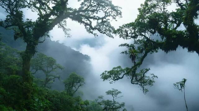 mist-covered cloud forests of yungas peruvian landscape video