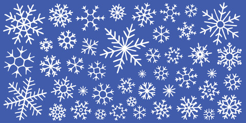 Set of snowflakes, vector illustration, winter background