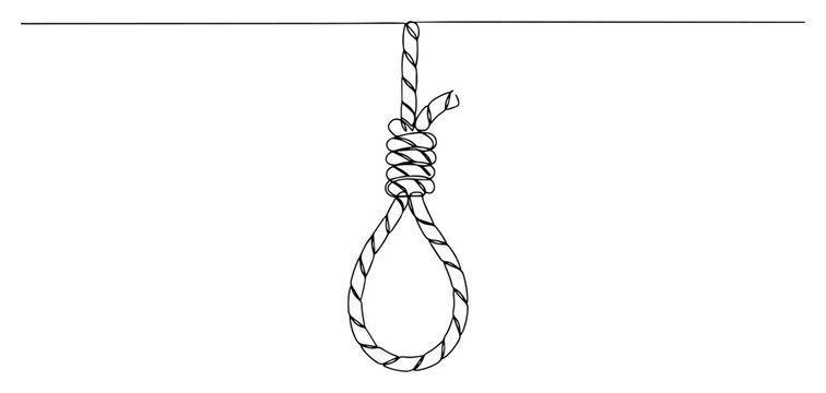 Single Continuous Line Drawing of a Hangmans Noose