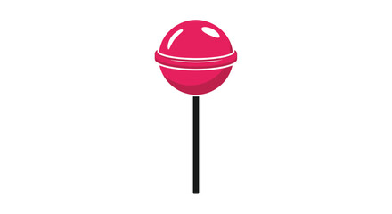 A bright pink lollipop on a black stick against a white background.