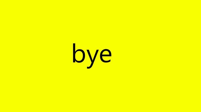 Creative Animated Text Hello and Bye with Rolling and Falling Letters, Smooth Typography Motion on Yellow Background, Perfect for Branding, Presentation Openers, and Digital Marketing Videos