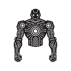 Robot Vector Icon. Futuristic Cyborg Character Silhouette. Sci-Fi Technology Graphic Illustration.
