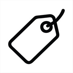 Price Tag Vector Icon – Black and White Line Art for Retail, E-Commerce, Discount Labels, and Shopping UI Design