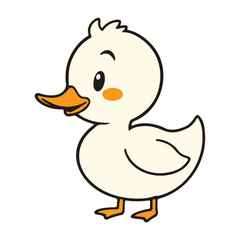 Cute cartoon duckling illustration for kids coloring pages 