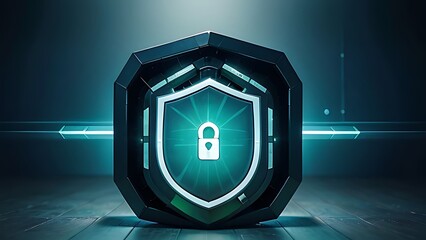 A Secure Digital Padlock and Shield Icon in a 3D Style