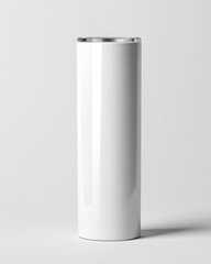 Sleek Minimalist White Cylinder Object on Neutral Background