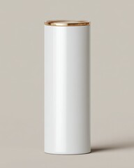 Modern Minimalist White Cylinder Container with Elegant Gold Lid