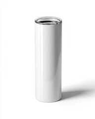 Blank White Stainless Steel Travel Mug on White Background