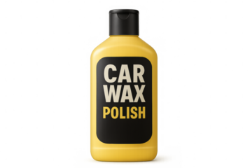 Yellow bottle car wax polish product transparent background
