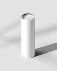Minimalistic White Aluminum Beverage Can on a Light Gray Background