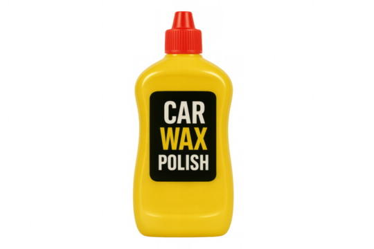 Yellow car wax polish bottle for automotive care