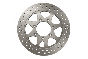 Motorcycle brake disc rotor on transparent background