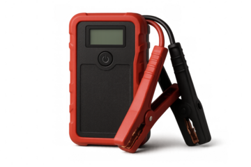 Portable car jump starter with cables and clamps