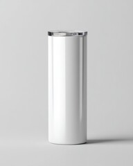 Sleek Matte White Insulated Stainless Steel Tumbler on Gray Background