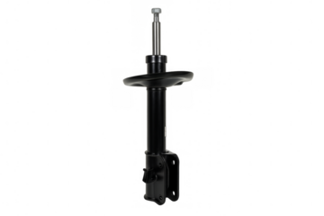 Black car suspension shock absorber strut on transparent background