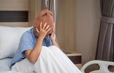 Patient feel distressed in hospital bed during recovery process after medical treatment