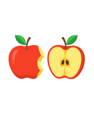 Fototapeta premium Red Apple Whole Bitten Half Cut Healthy Food Fruit Core Seeds