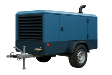 Mobile industrial air compressor pulling equipment on trailer