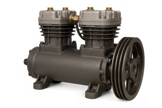 Air compressor pump head unit connected with a pulley