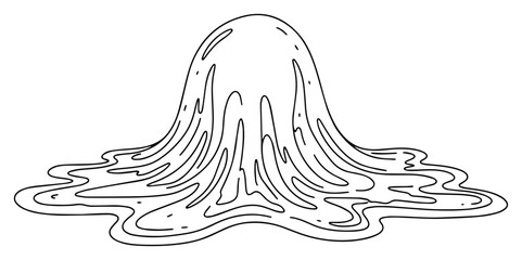 Melting Slime Blob in a Continuous Line Drawing Style
