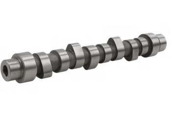 Automotive engine camshaft metal shaft mechanism on transparent background