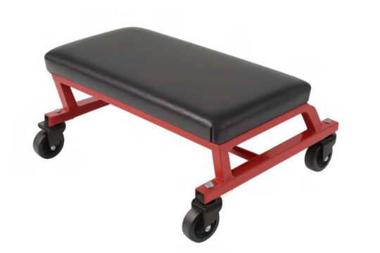 Mechanic creeper bench with padded seat and wheels
