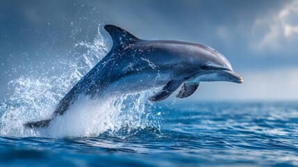 Fototapeta premium Graceful Dolphin Leaping from Ocean Waves